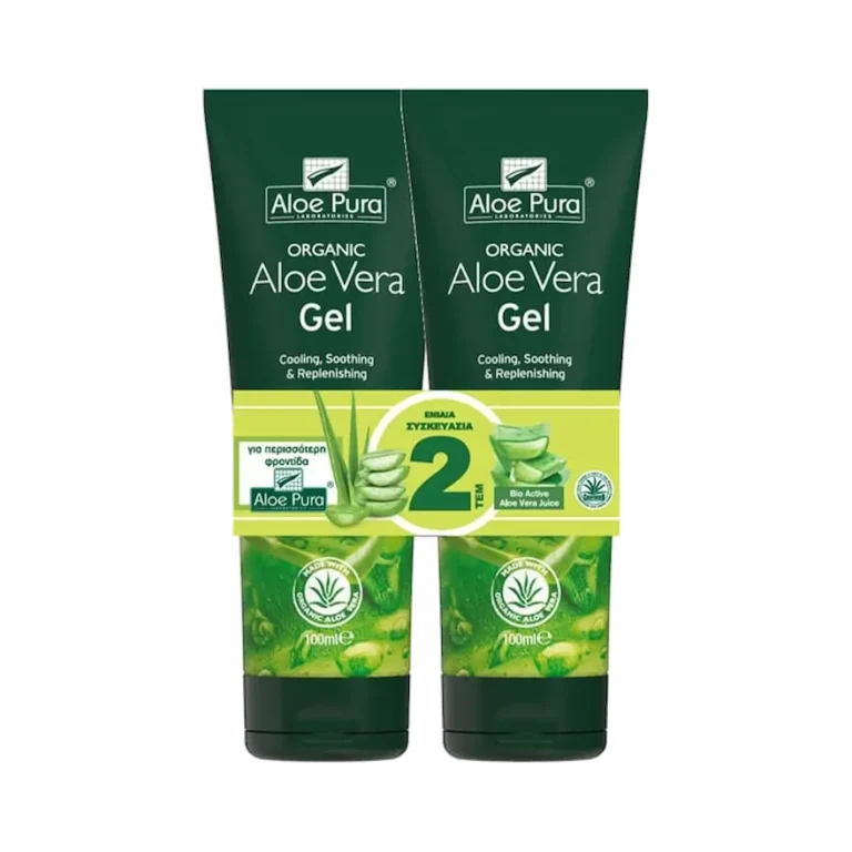 ALOE PURA Aloe Vera Gel Οργανική Αλόη 99.9% ΔΙΠΛΗ ΣΥΣΚΕΥΑΣΙΑ (2x100ml)