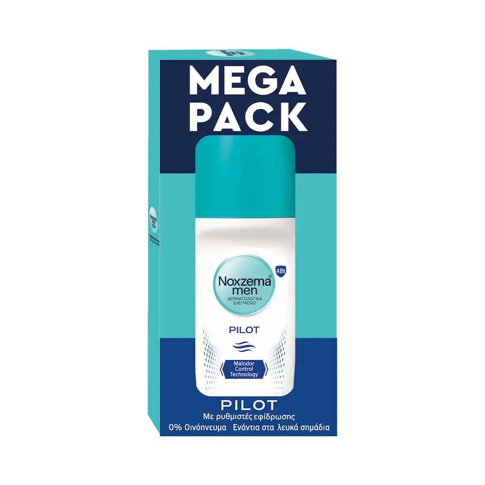 NOXZEMA Pilot Roll On Αποσμητικό κατά της Εφίδρωσης MEGA PACK 1+1 ΔΩΡΟ (2x50ml)